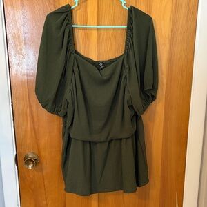 SHEIN Olive Green Smocked Top